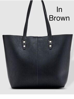 LOUENHIDE Dakota tote bag faux leather brown magnetic clasp interior zip pocket